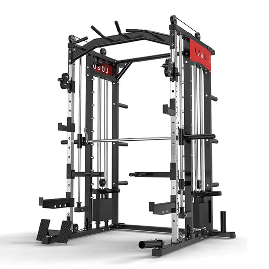 TELLUS FITNESS Power Cage with LAT Pulldown, Weight Storage, Multifunctional Squat Racks for All Body Workouts
