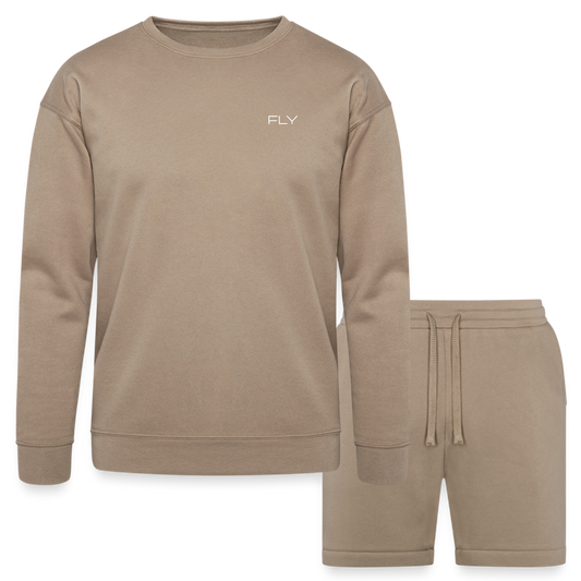 FLY Bella + Canvas Unisex Sweatshirt & Short Set - tan